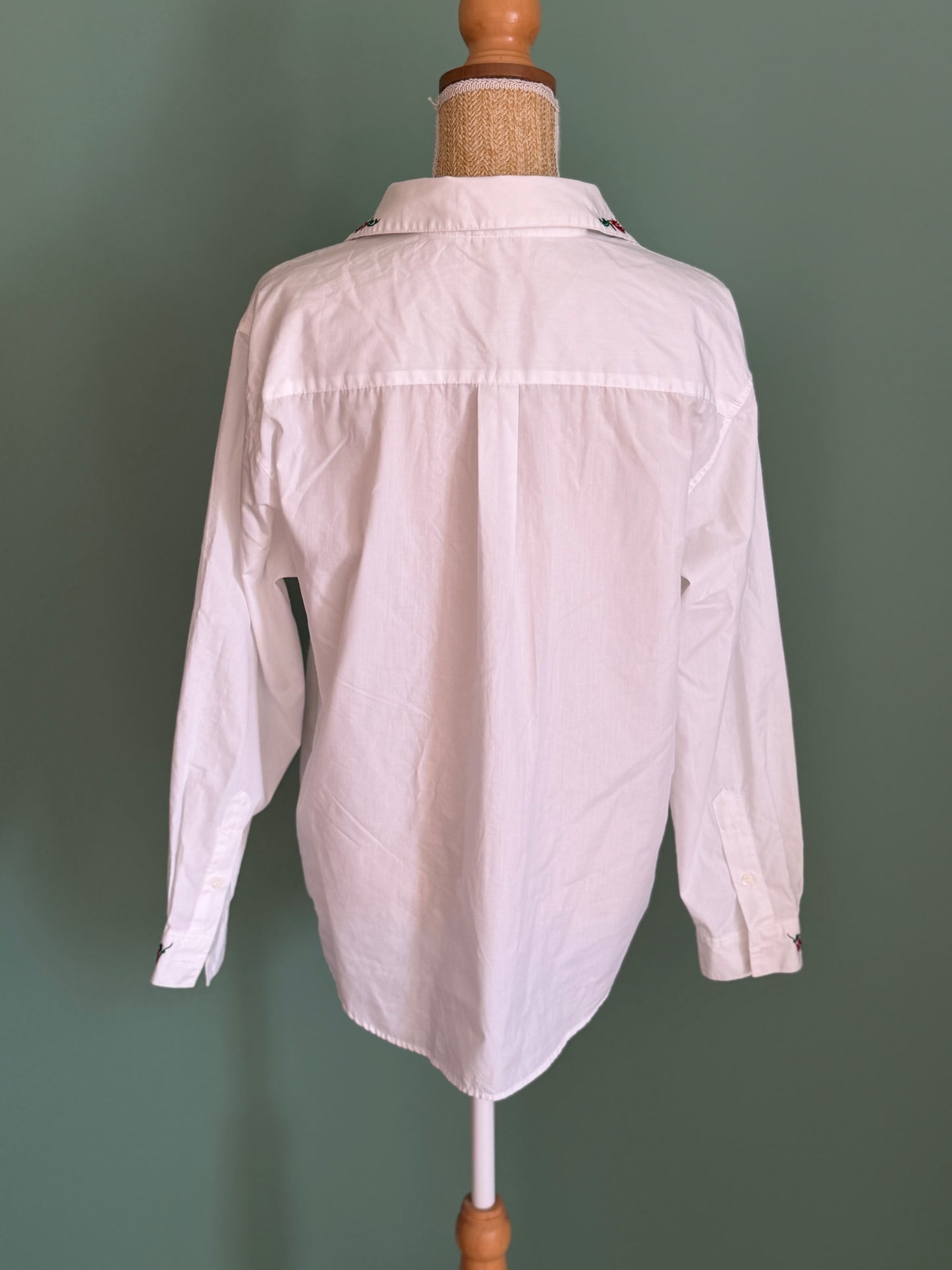 Chemisier blanc brodé à fleurs femme L