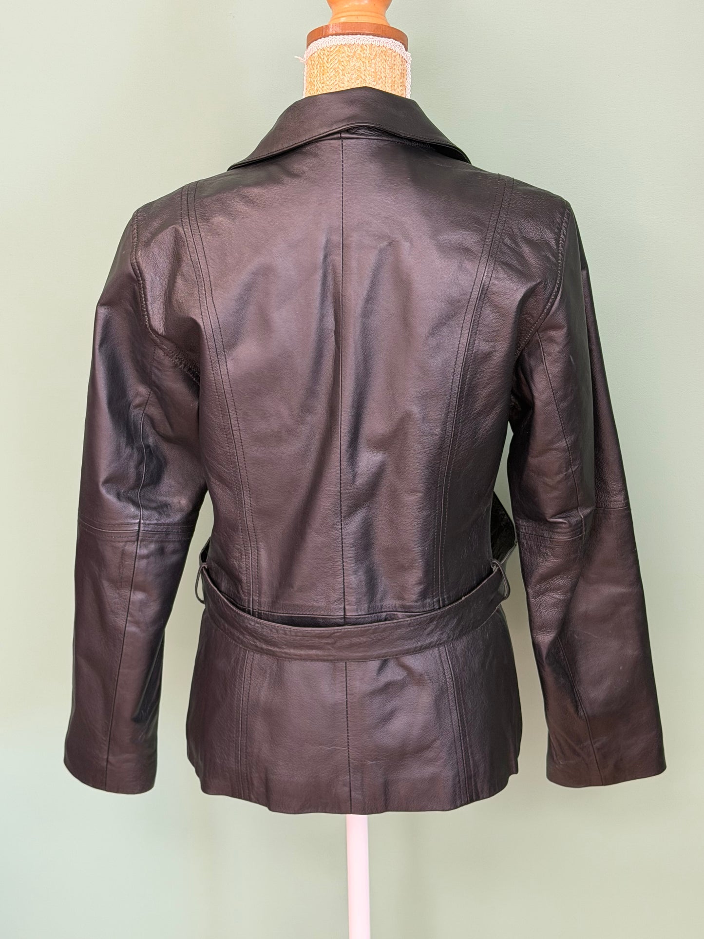 Veste en cuir véritable noir In Extenso cintrée – Taille 40