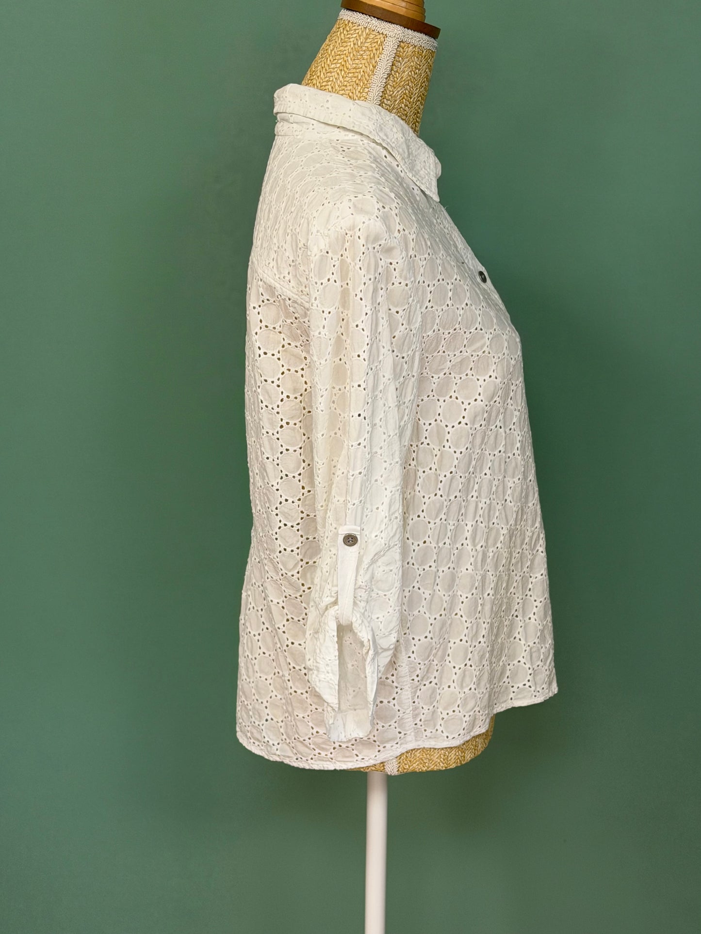 Chemise blanche en broderie anglaise femme taille L