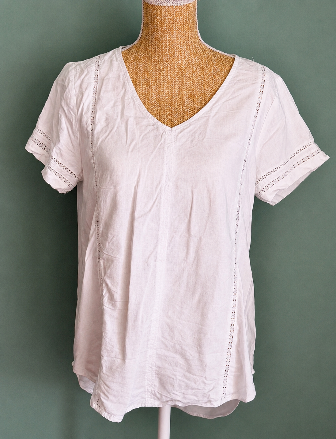 Blouse blanche en lin et viscose femme M