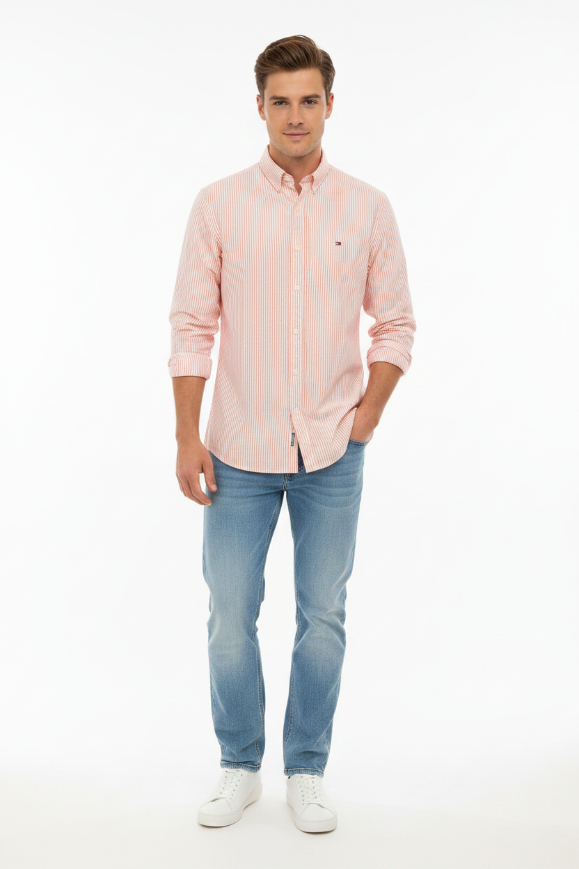 Chemise Tommy Hilfiger rayée saumon