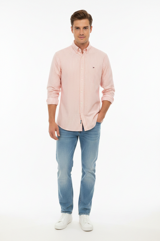 Chemise Tommy Hilfiger rayée saumon