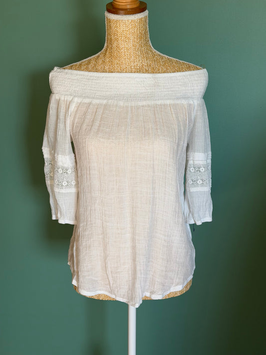 Blouse bohème blanche épaules dénudées