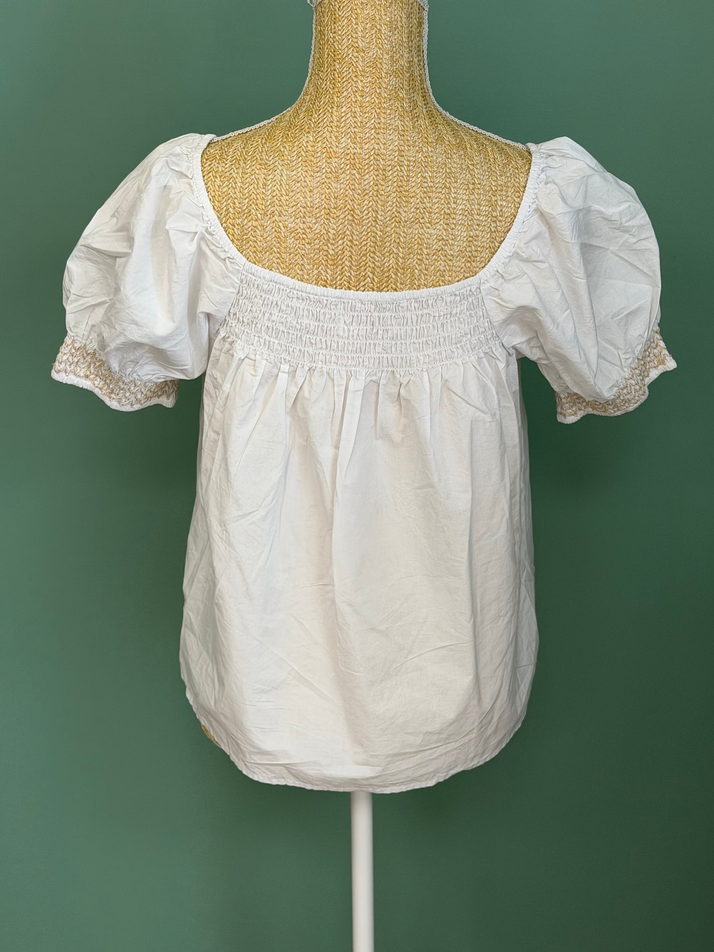 Blouse blanche à smocks et manches bouffantes femme Xhilaration M