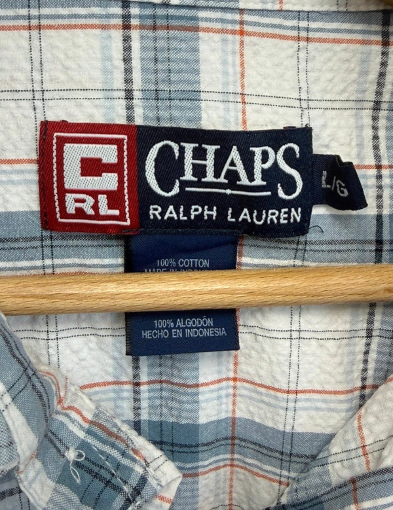 Chemise à carreaux bleu ciel & blanc - Chaps Ralph Lauren - Taille XL