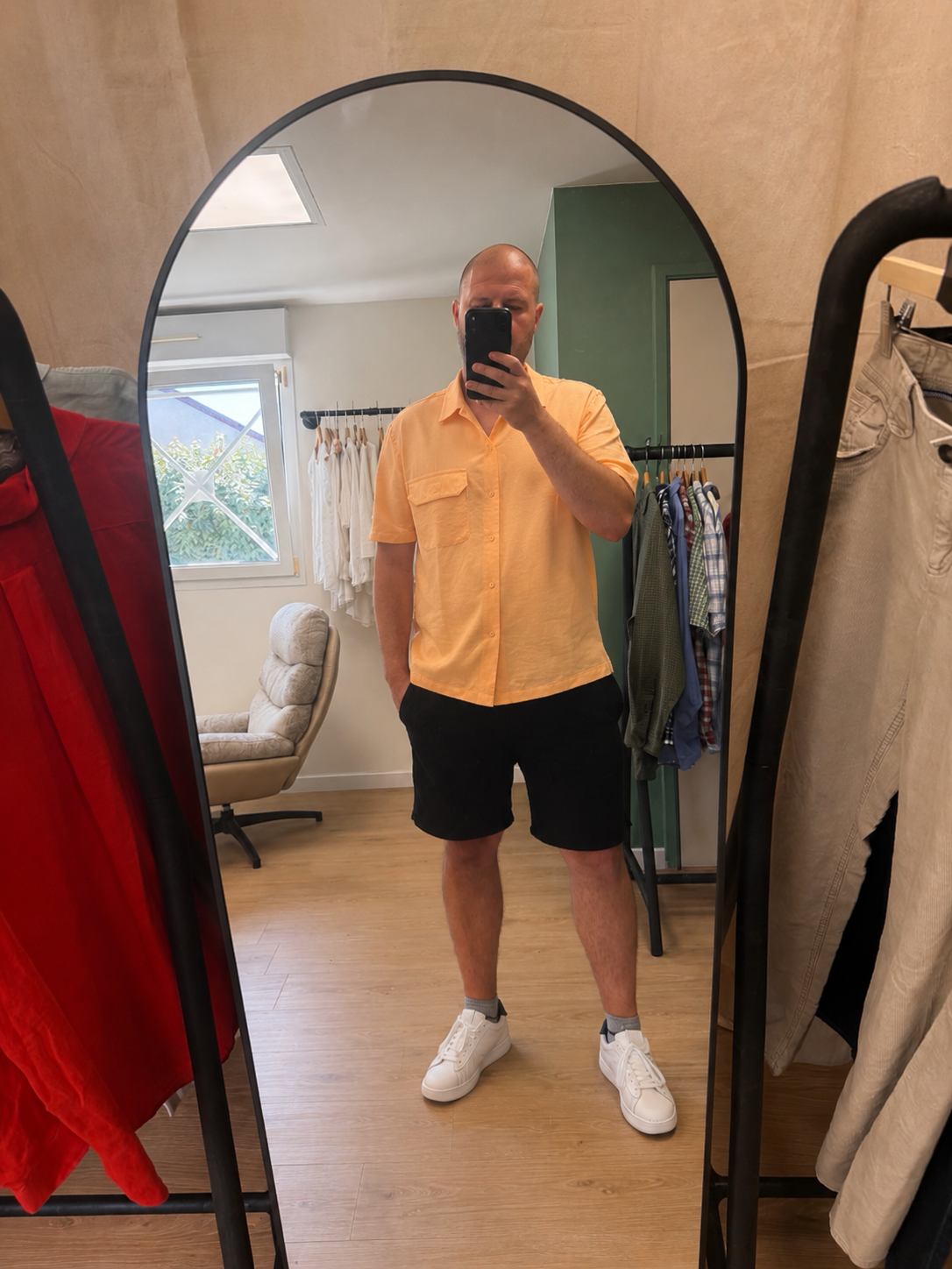Chemise jaune pastel manches courtes - Woolrich - Taille L