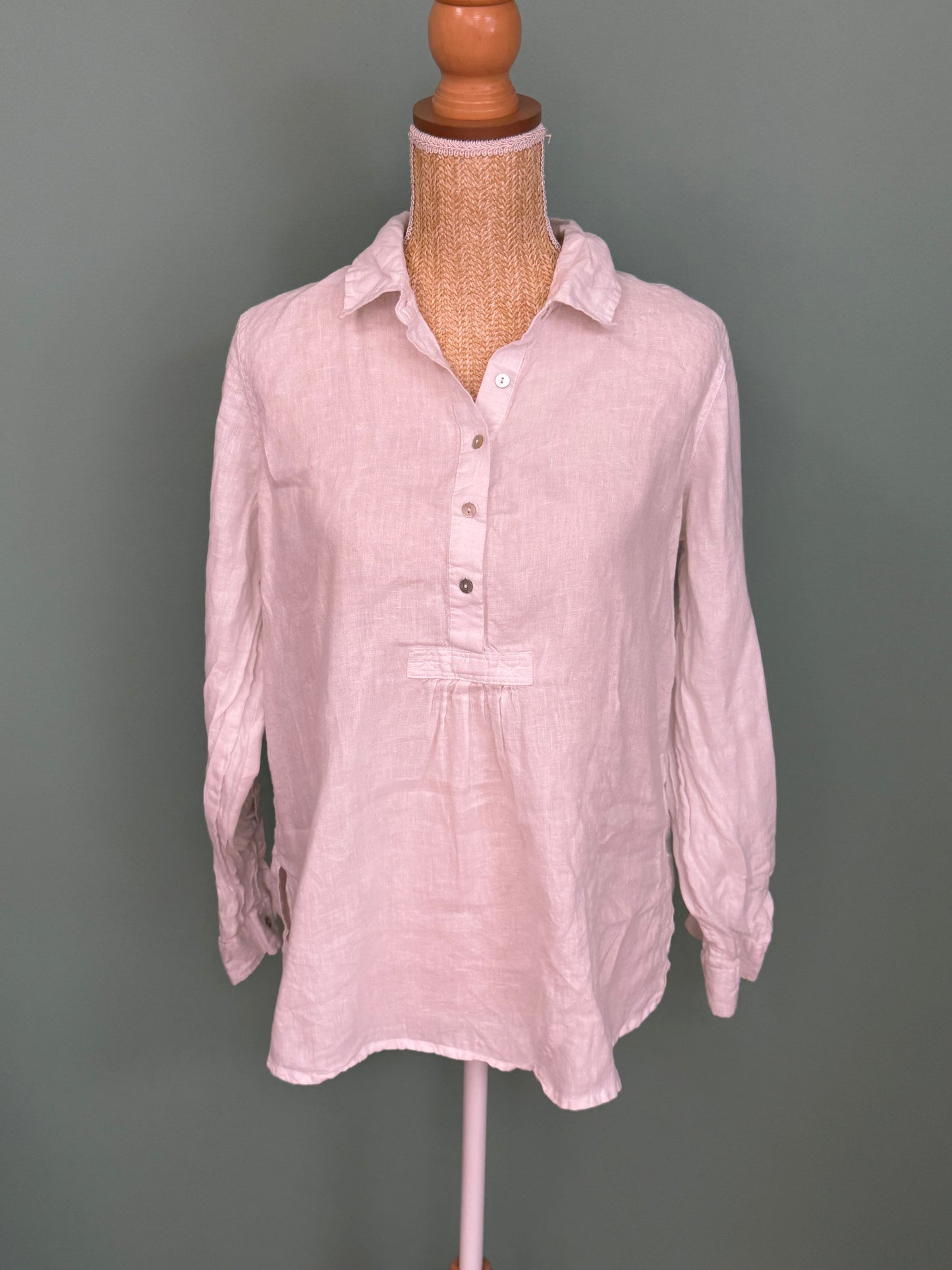 Chemise en lin blanc manches longues femme L