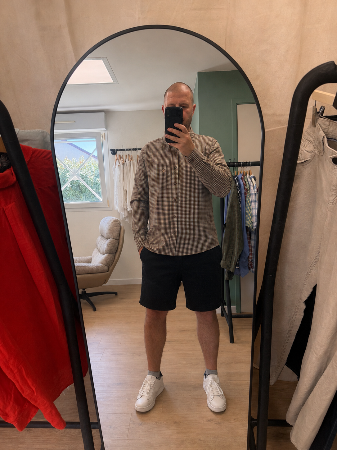 Chemise à carreaux kaki, beige et gris - Timberland - Taille XL