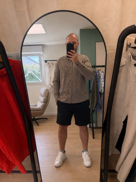 Chemise à carreaux kaki, beige et gris - Timberland - Taille XL