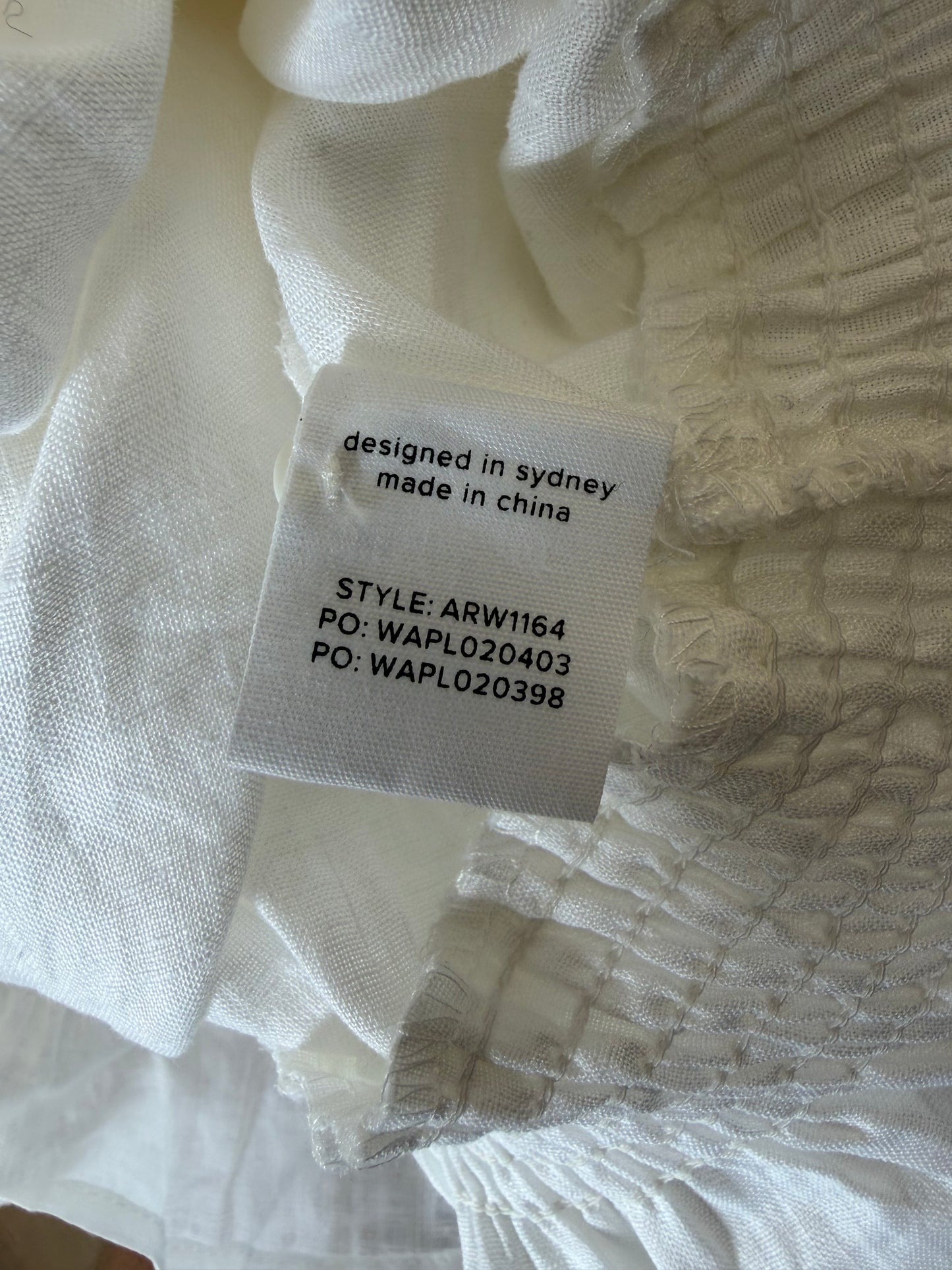 Blouse blanche en lin à taille smockée femme L