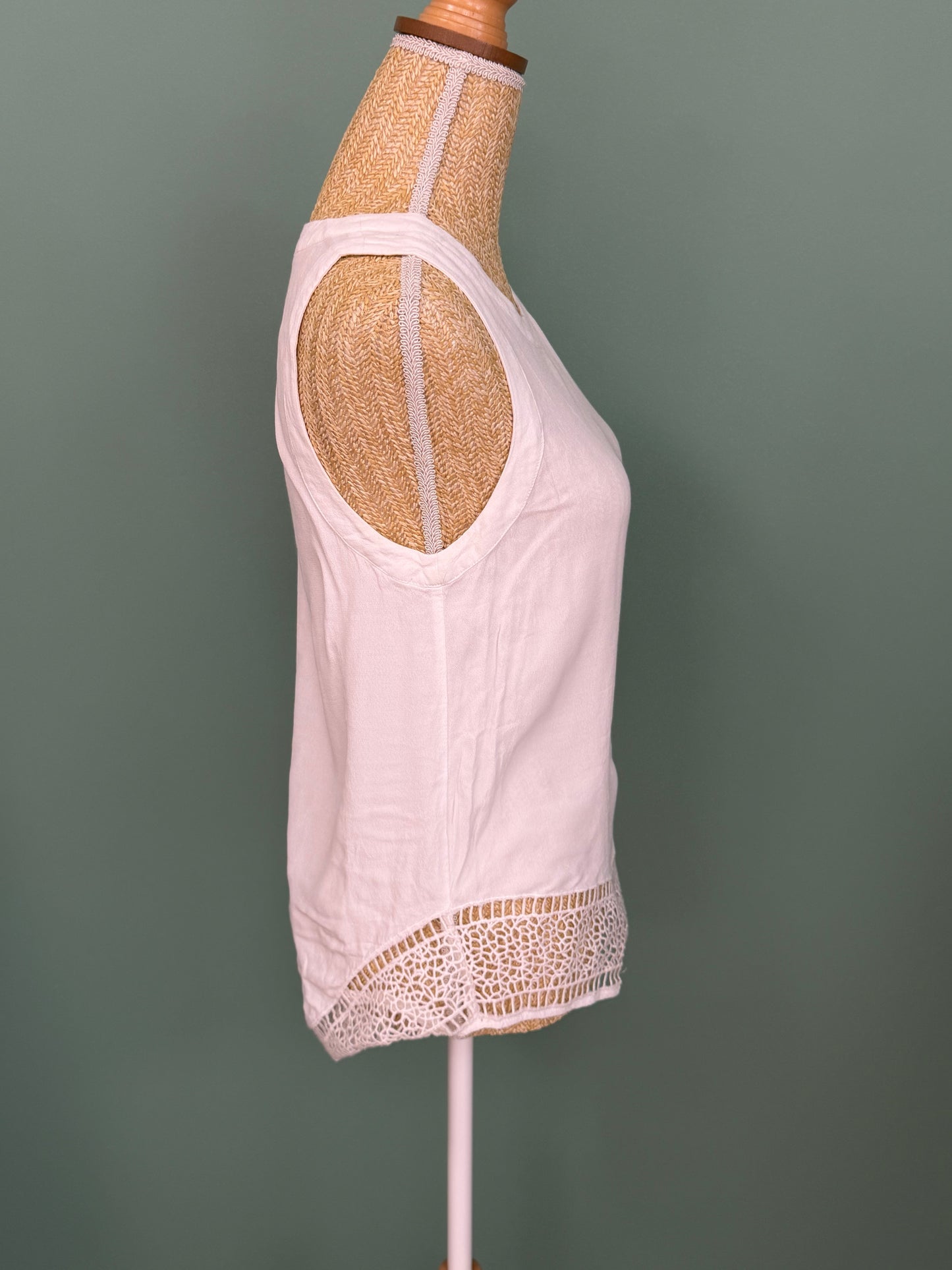 Débardeur blanc fluide avec dentelle femme M