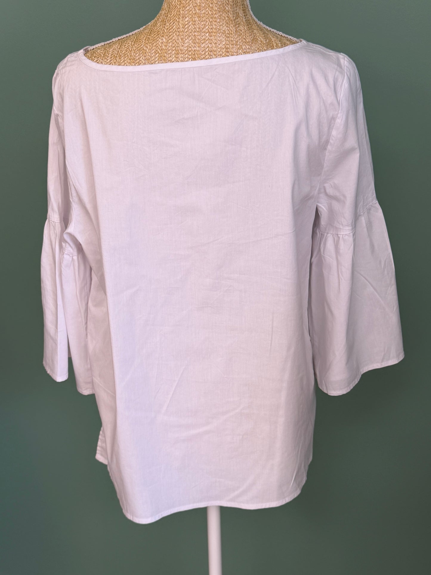 Blouse blanche brodée manches 3/4 femme XL