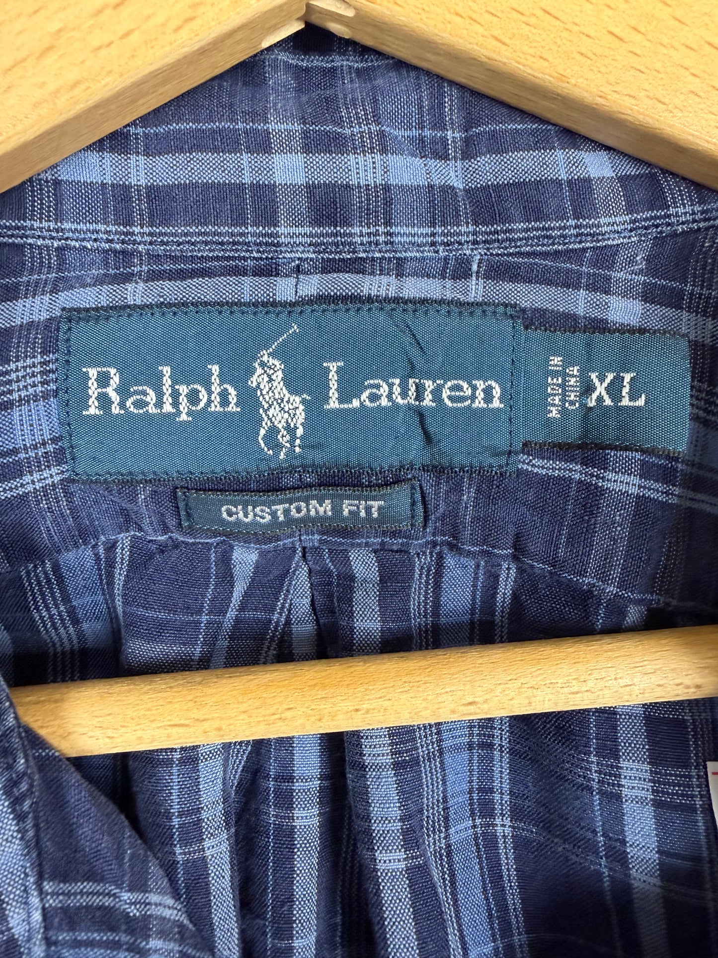 Chemise homme Ralph Lauren Custom Fit à carreaux bleus