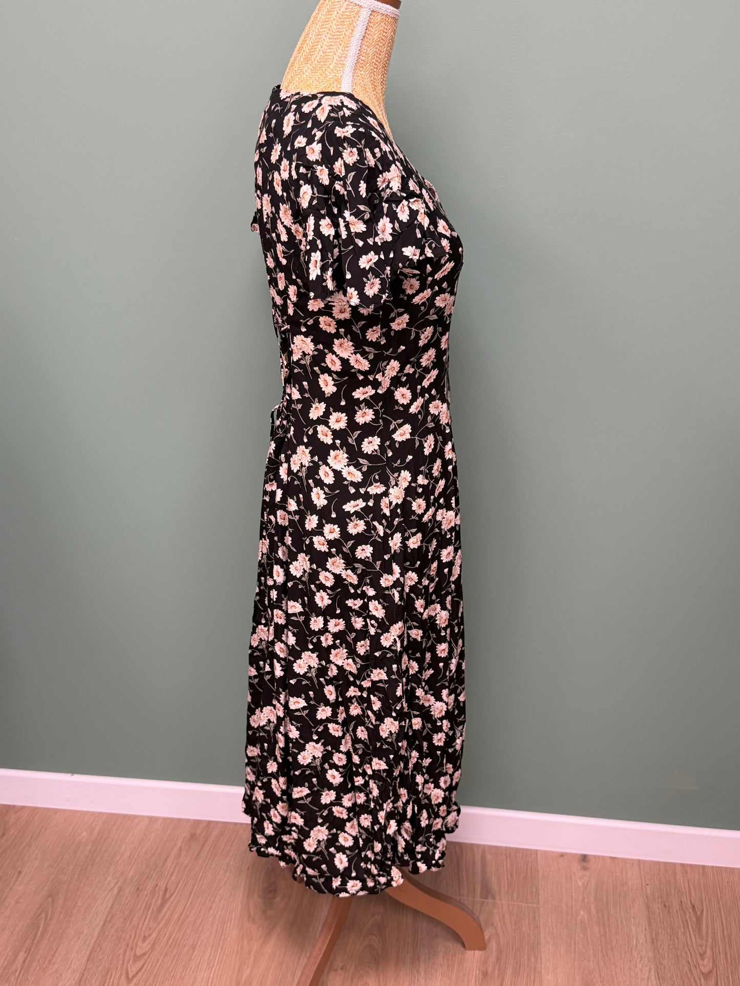 Robe longue Rampage fleurie noire marguerites – Esprit vintage romantique - Taille M / L