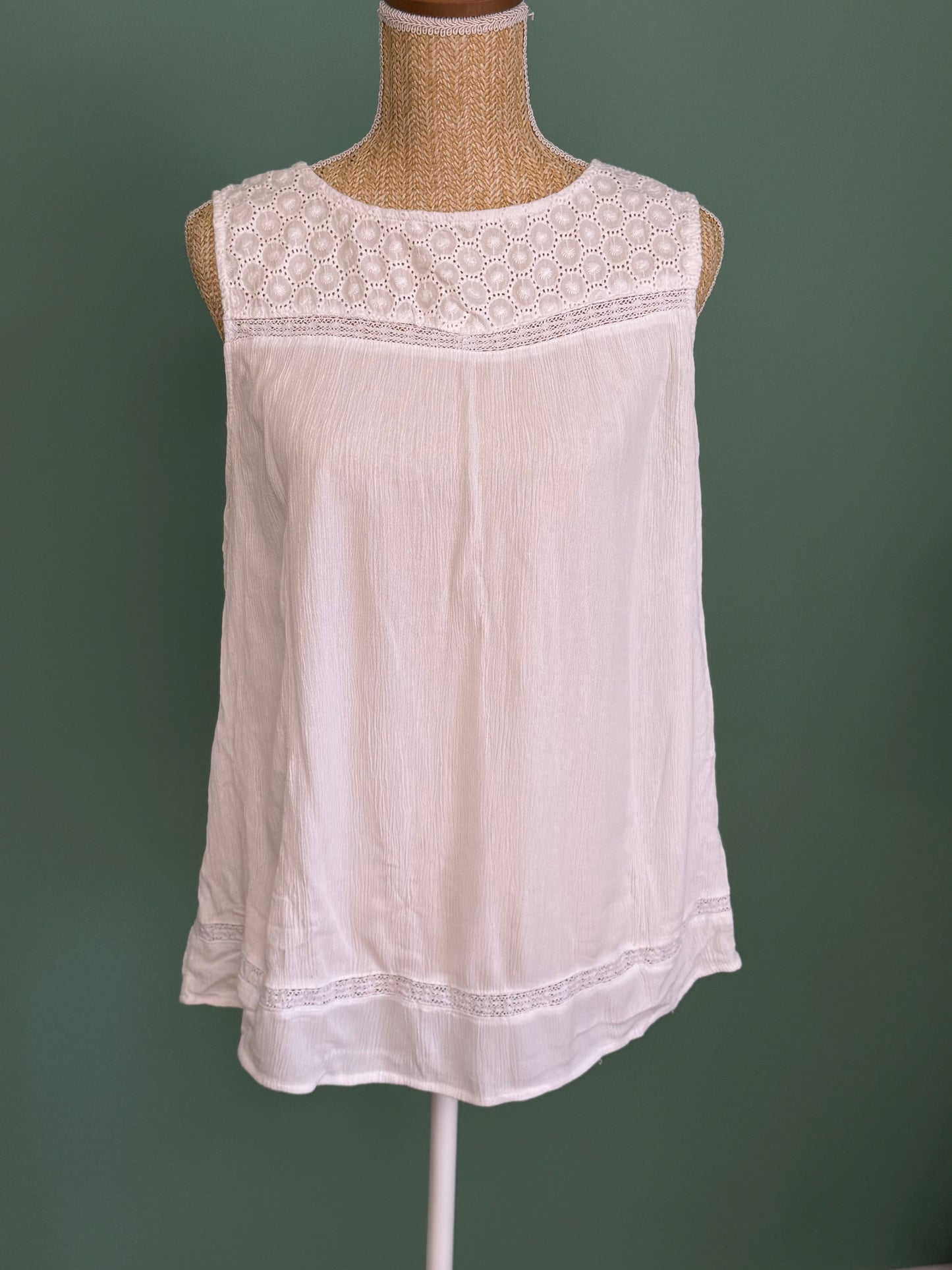 Débardeur George blanc à empiècement brodé femme XL