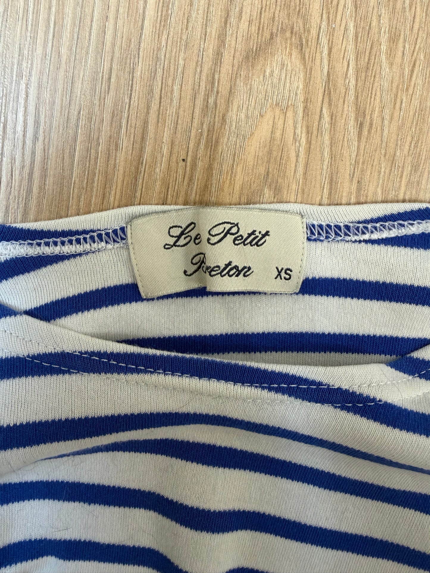 Marinière Le Petit Breton blanche et bleue en coton – Taille XS