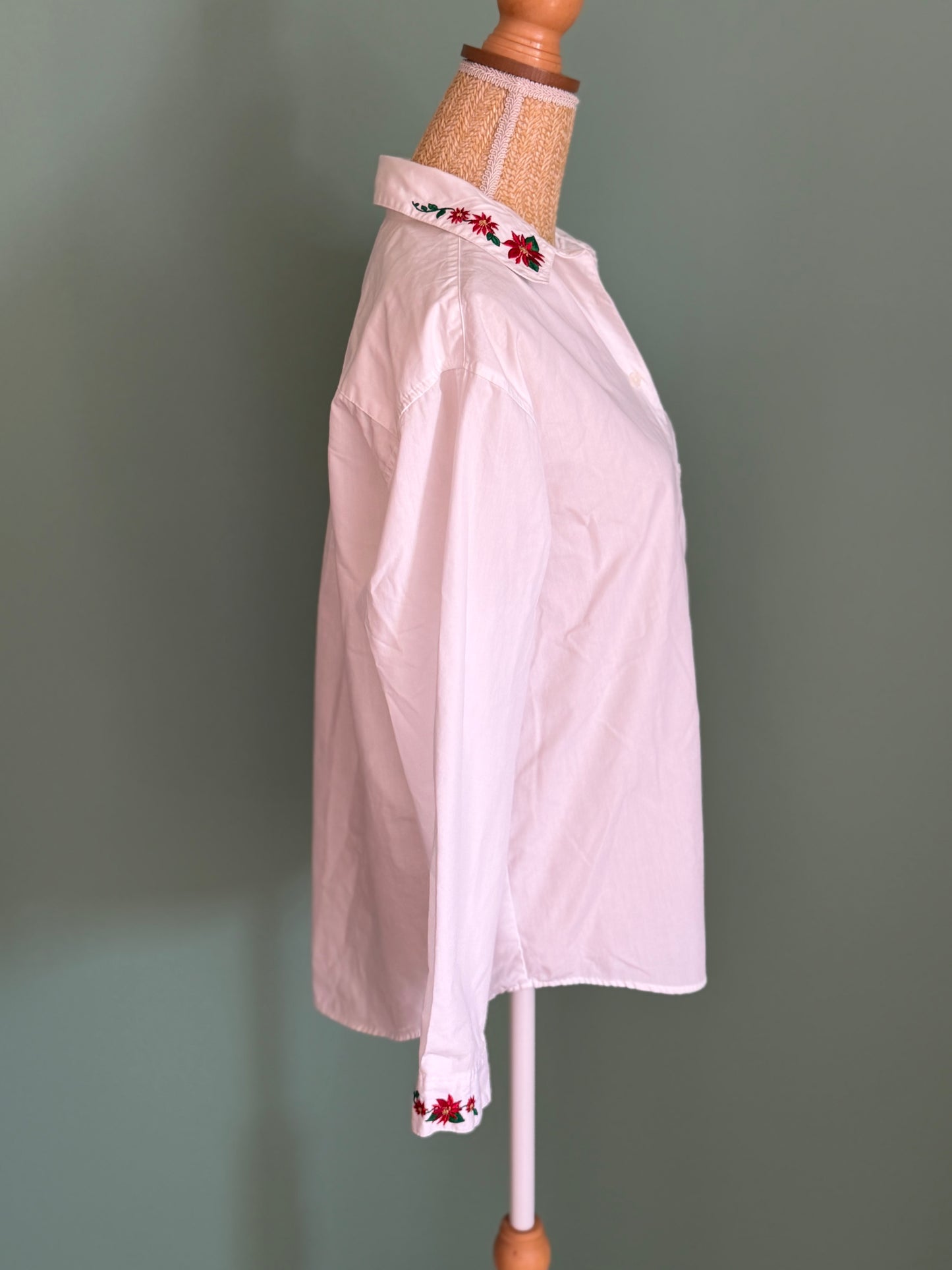 Chemisier blanc brodé à fleurs femme L