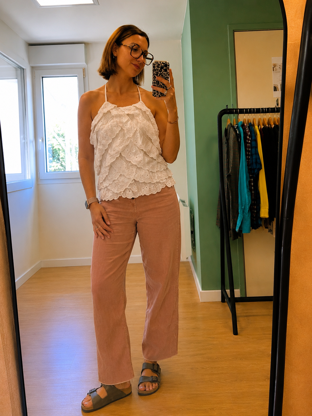 Top blanc à volants Zara femme taille L