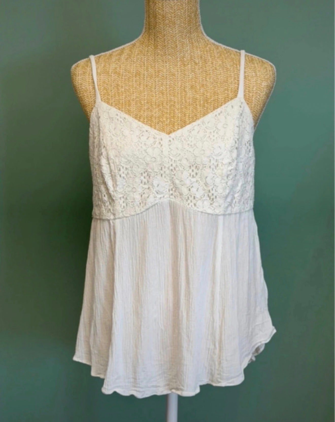 Débardeur fluide blanc dentelle bohème - Taille M