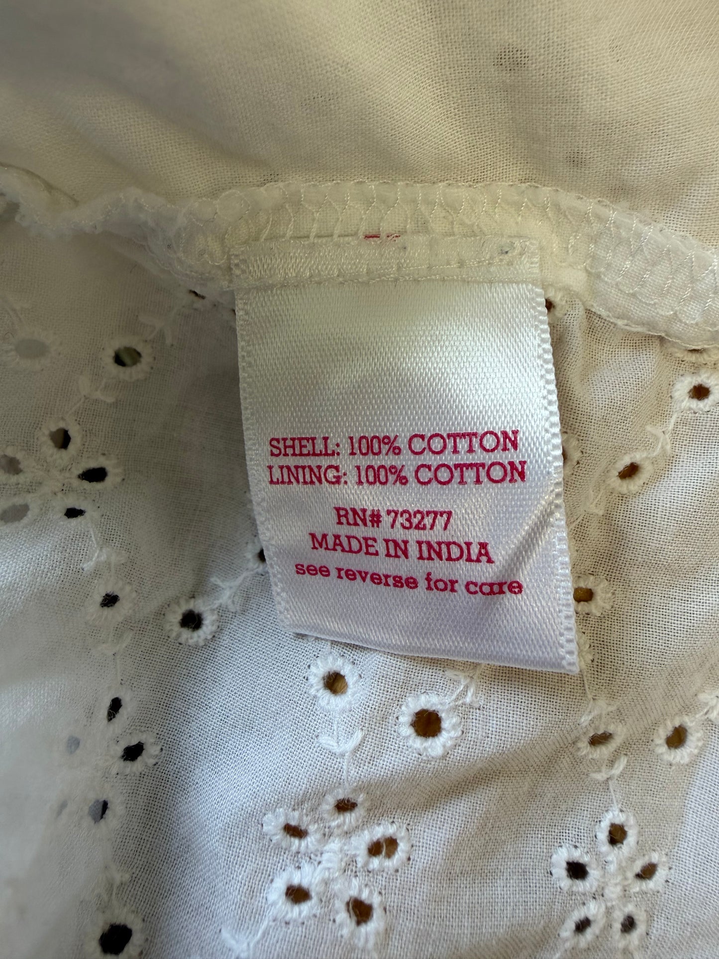 Caraco blanc en broderie anglaise femme S