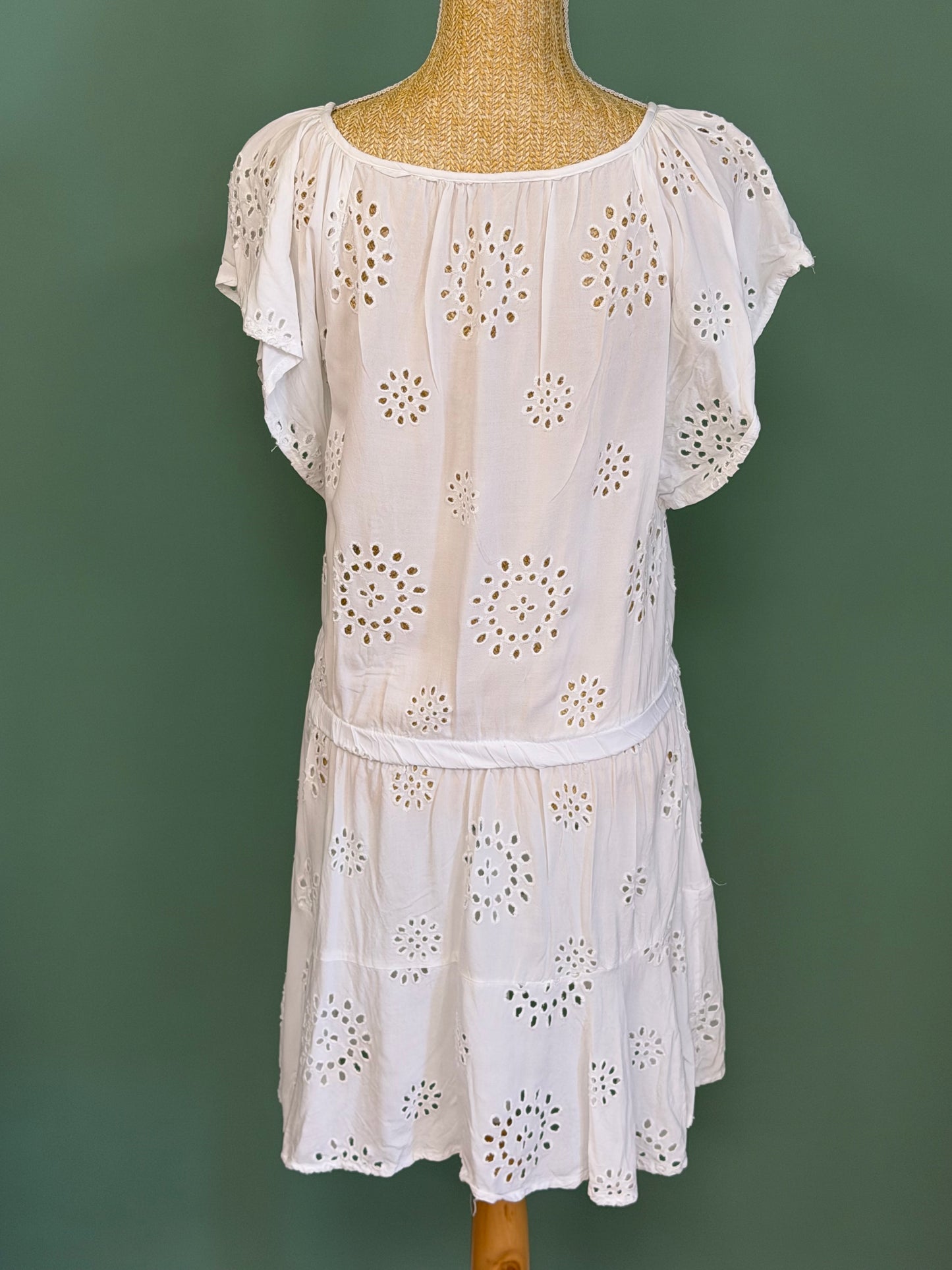 Robe blanche broderie anglaise bohème femme M