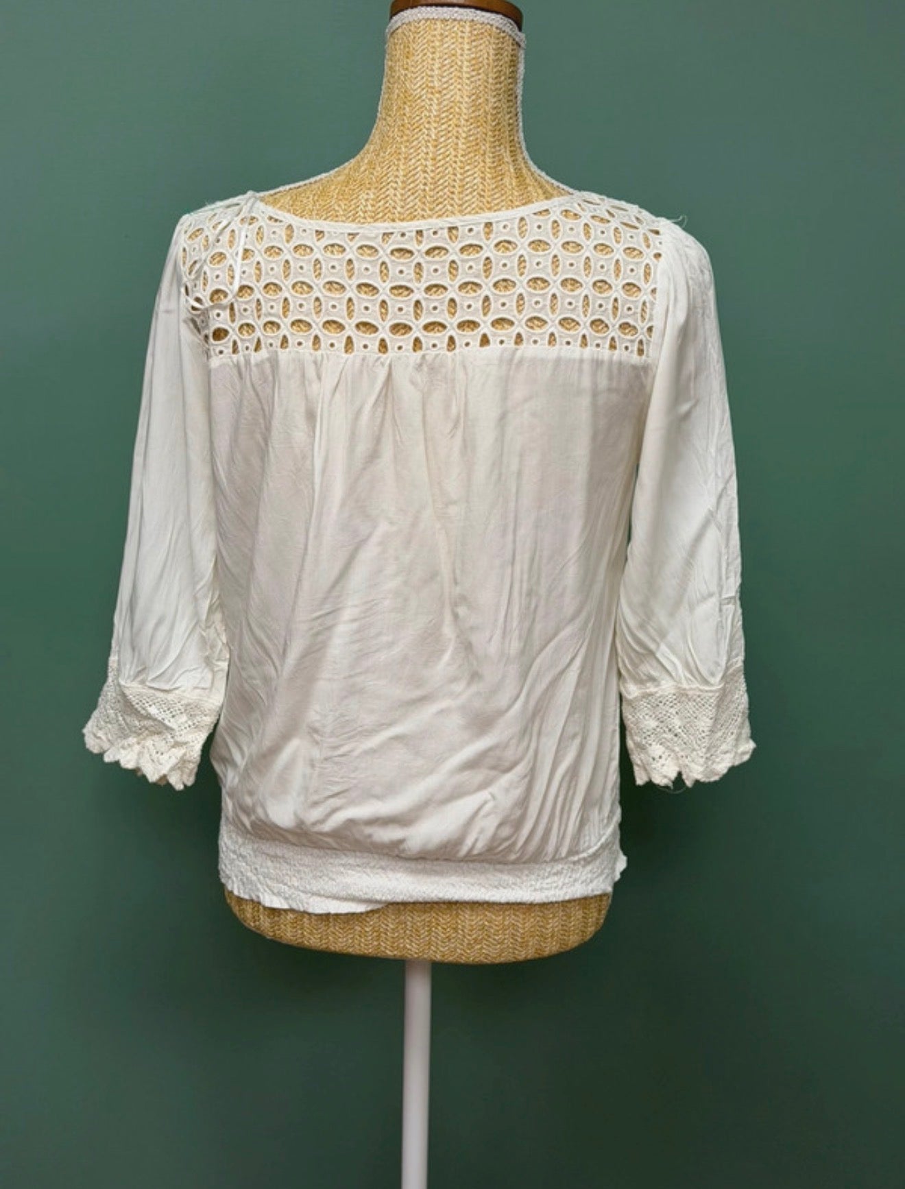 Blouse blanche bohème détails crochet - Taille S