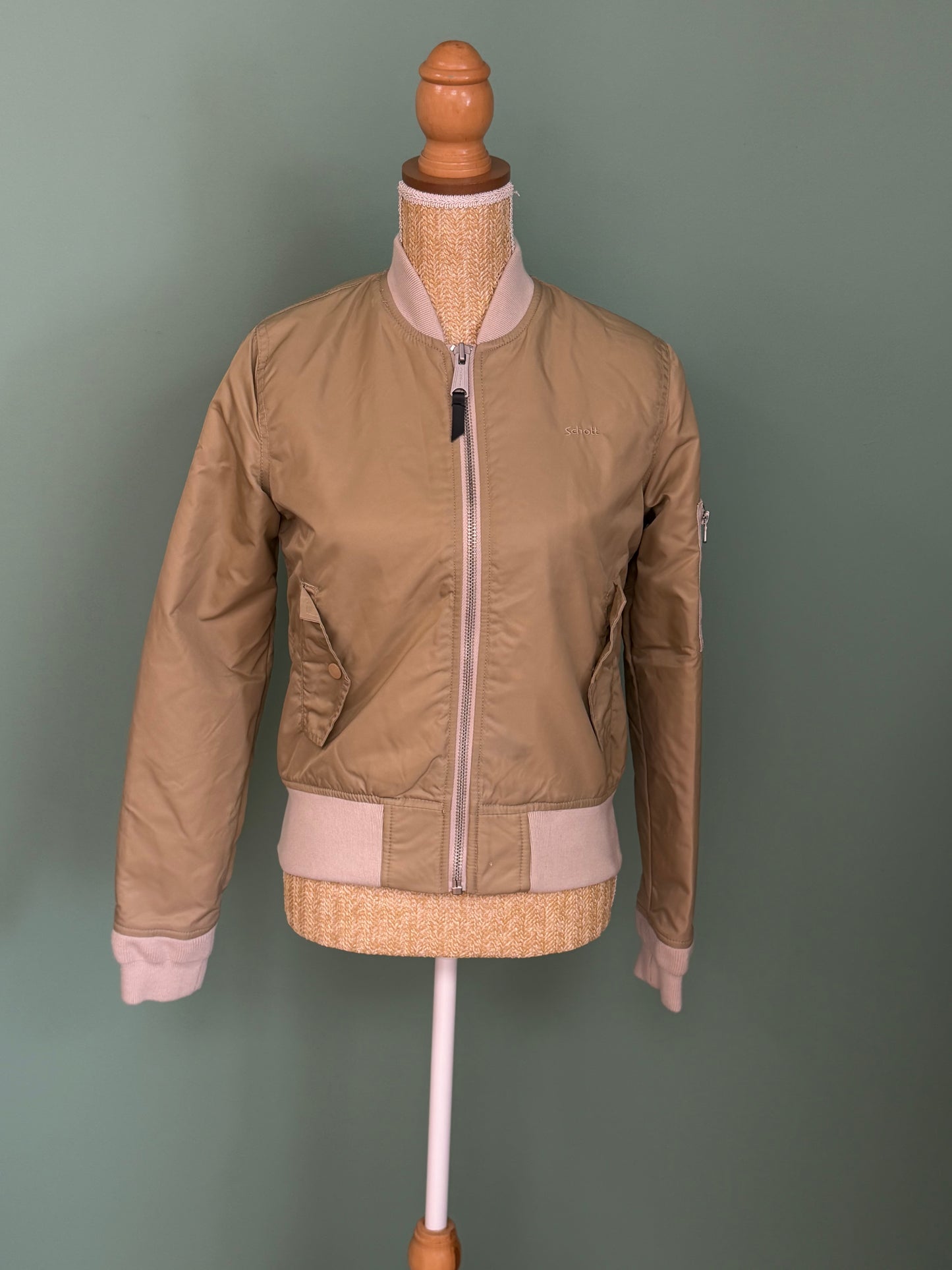 Bomber Schott NYC beige femme style aviateur – Taille M