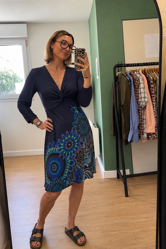 Robe Desigual bleu marine imprimé mandala – Taille M