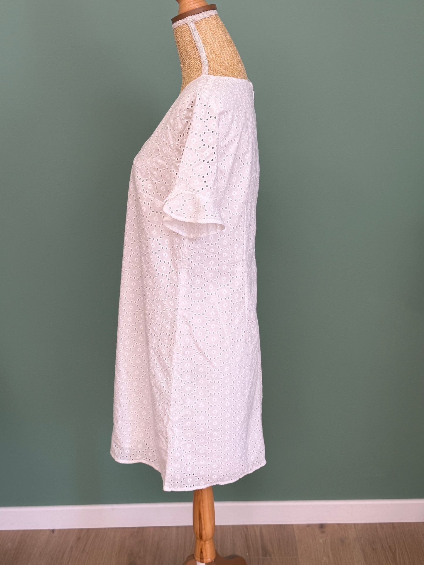 Robe blanche en broderie anglaise 100 % coton femme M