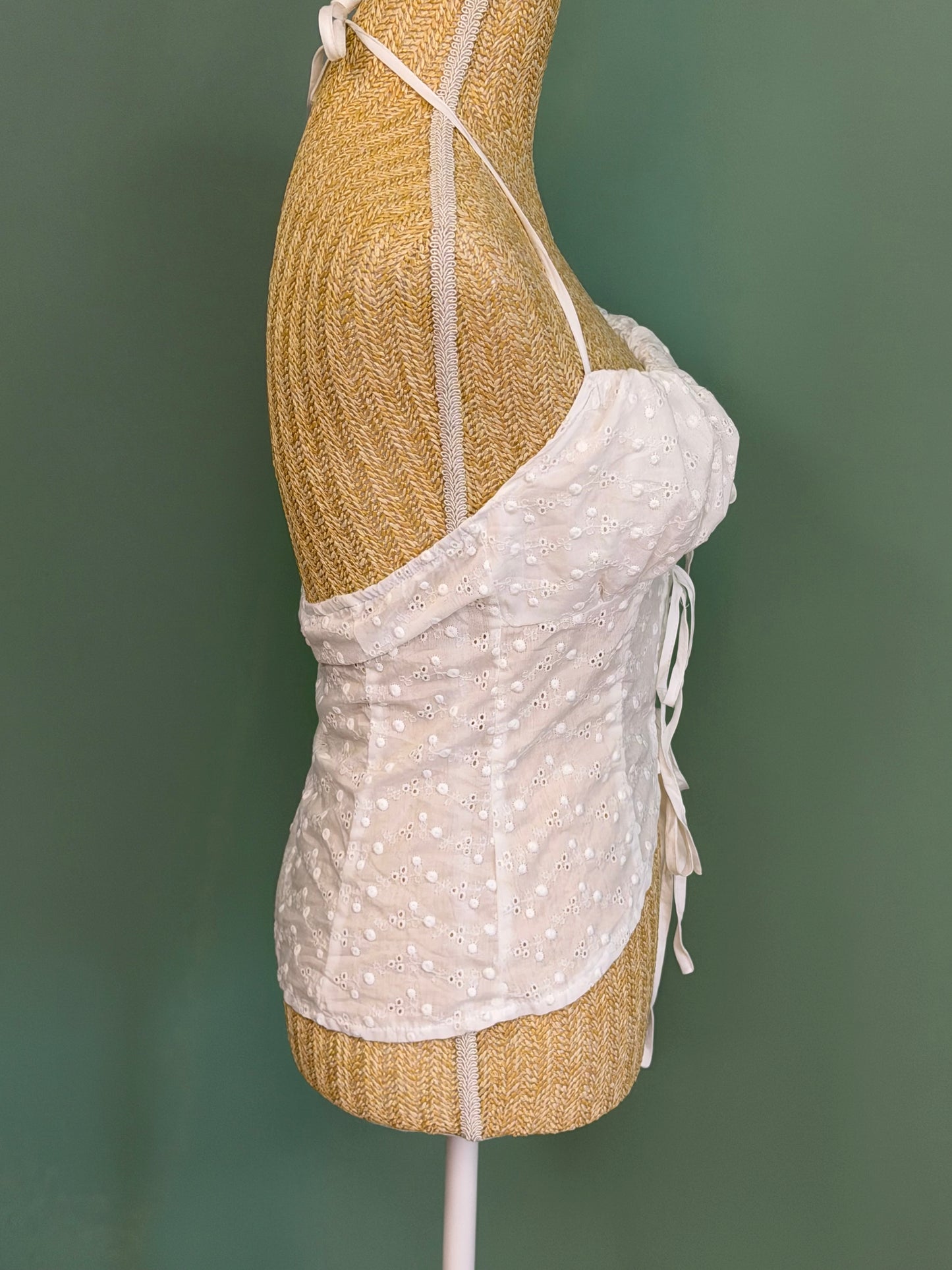 Top à nouer blanc en broderie anglaise Shein – Taille M