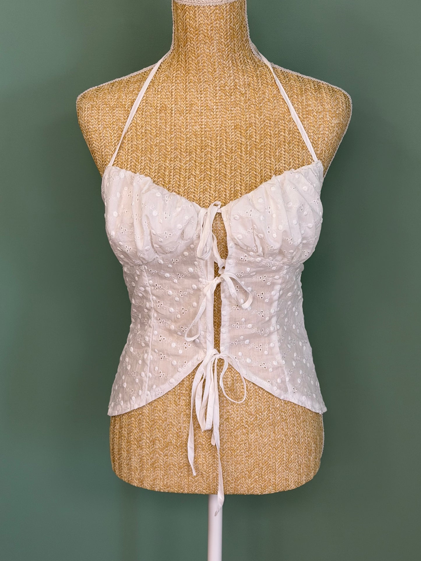 Top à nouer blanc en broderie anglaise Shein – Taille M