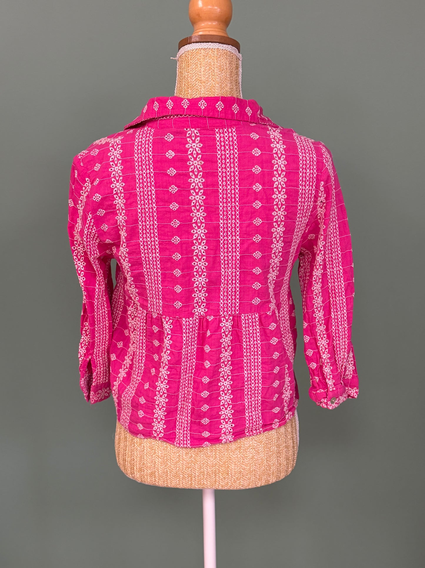 Chemise bohème brodée fuchsia ZARA 100 % coton – Taille S