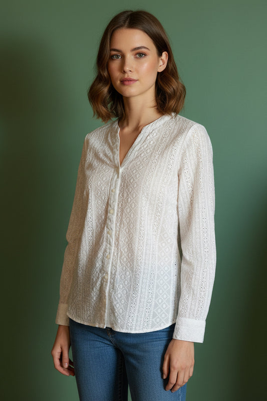 Blouse blanche broderie anglaise d&co