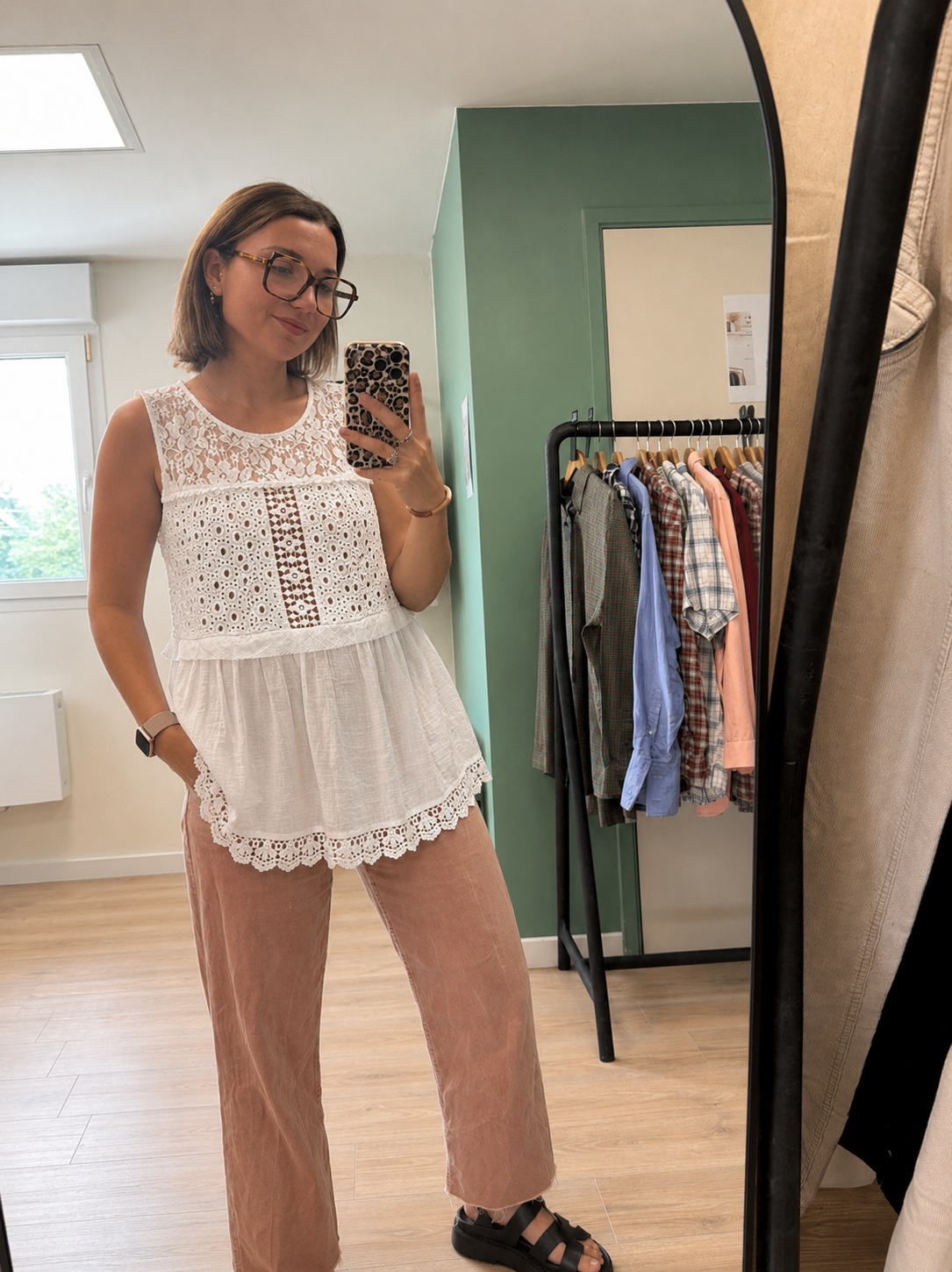 Tunique Bohème Blanche Broderie Anglaise & Dentelle - Taille M