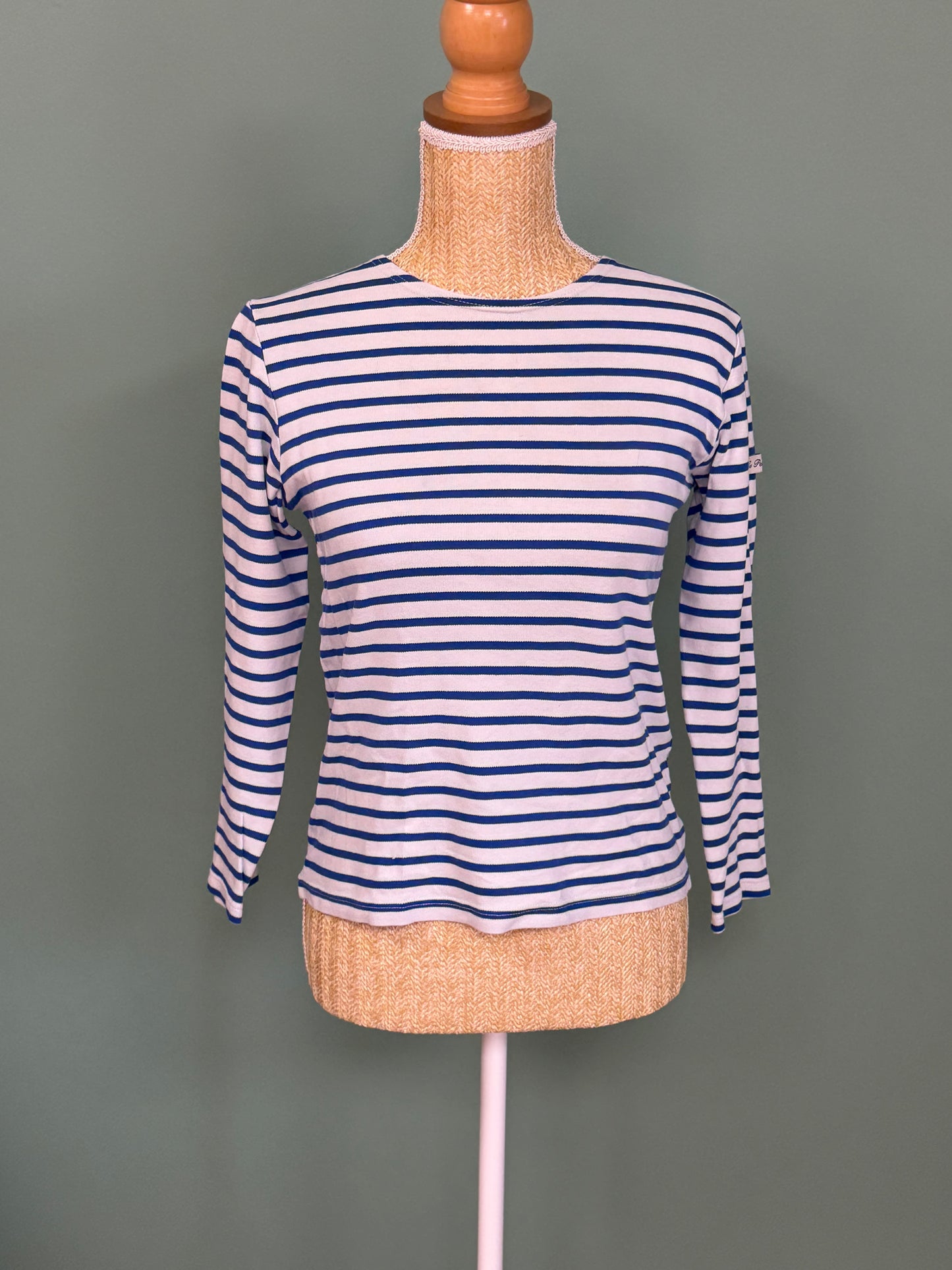 Marinière Le Petit Breton blanche et bleue en coton – Taille XS