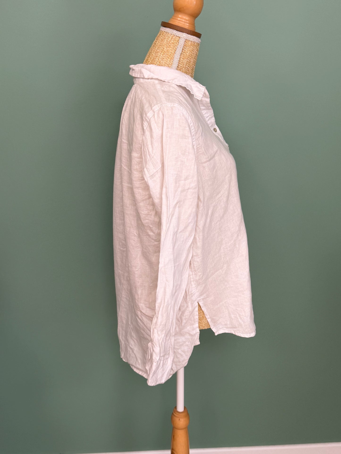 Chemise en lin blanc manches longues femme L