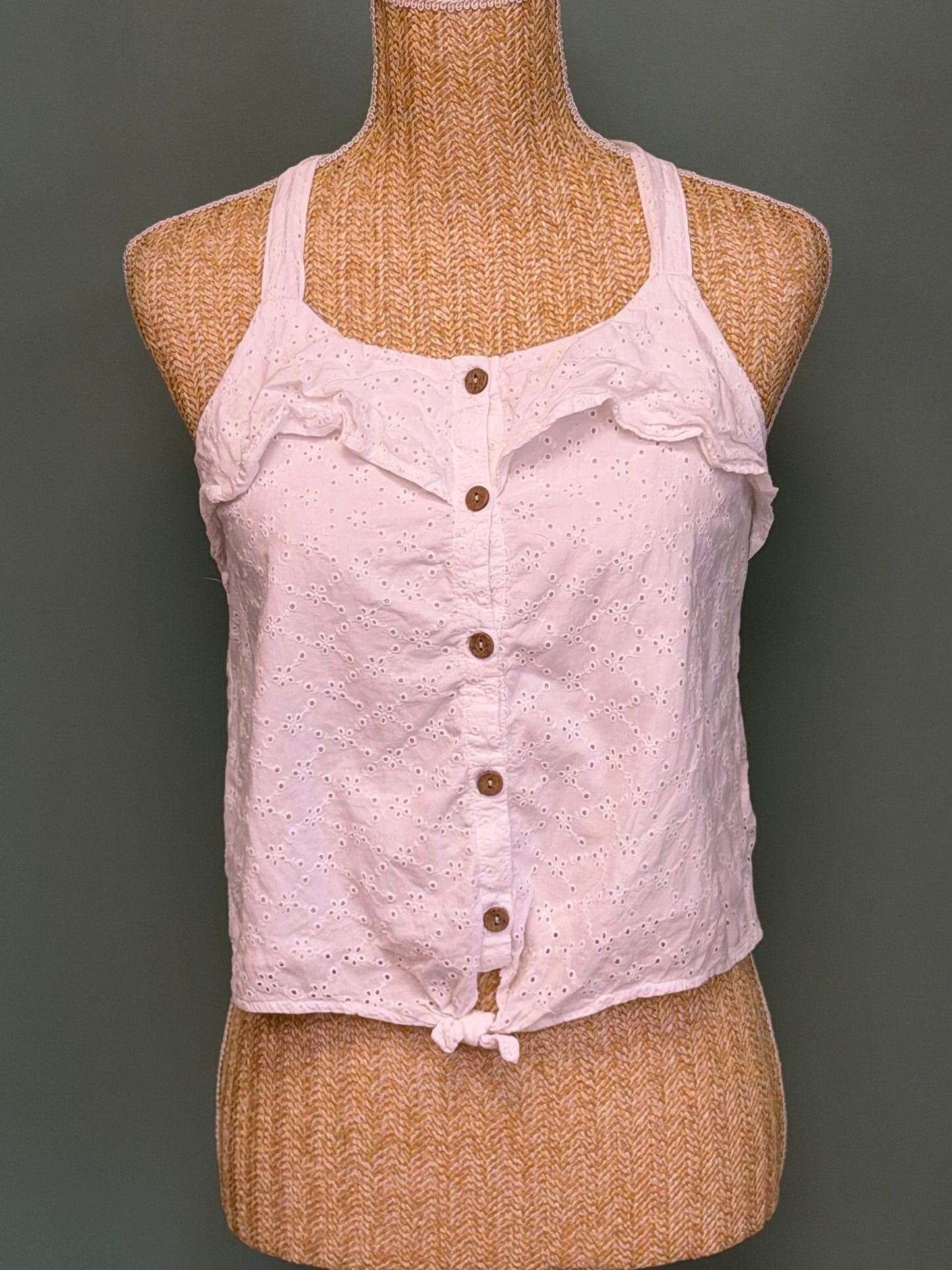 Caraco blanc en broderie anglaise femme S