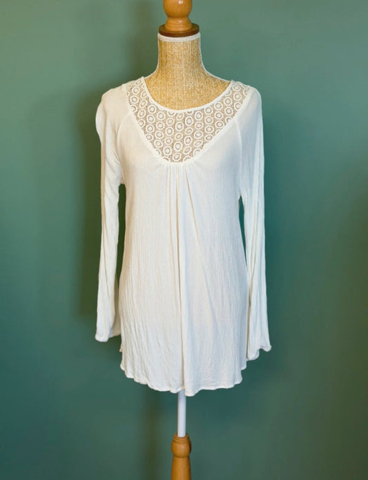Tunique fluide écrue avec dentelle – Taille M/L