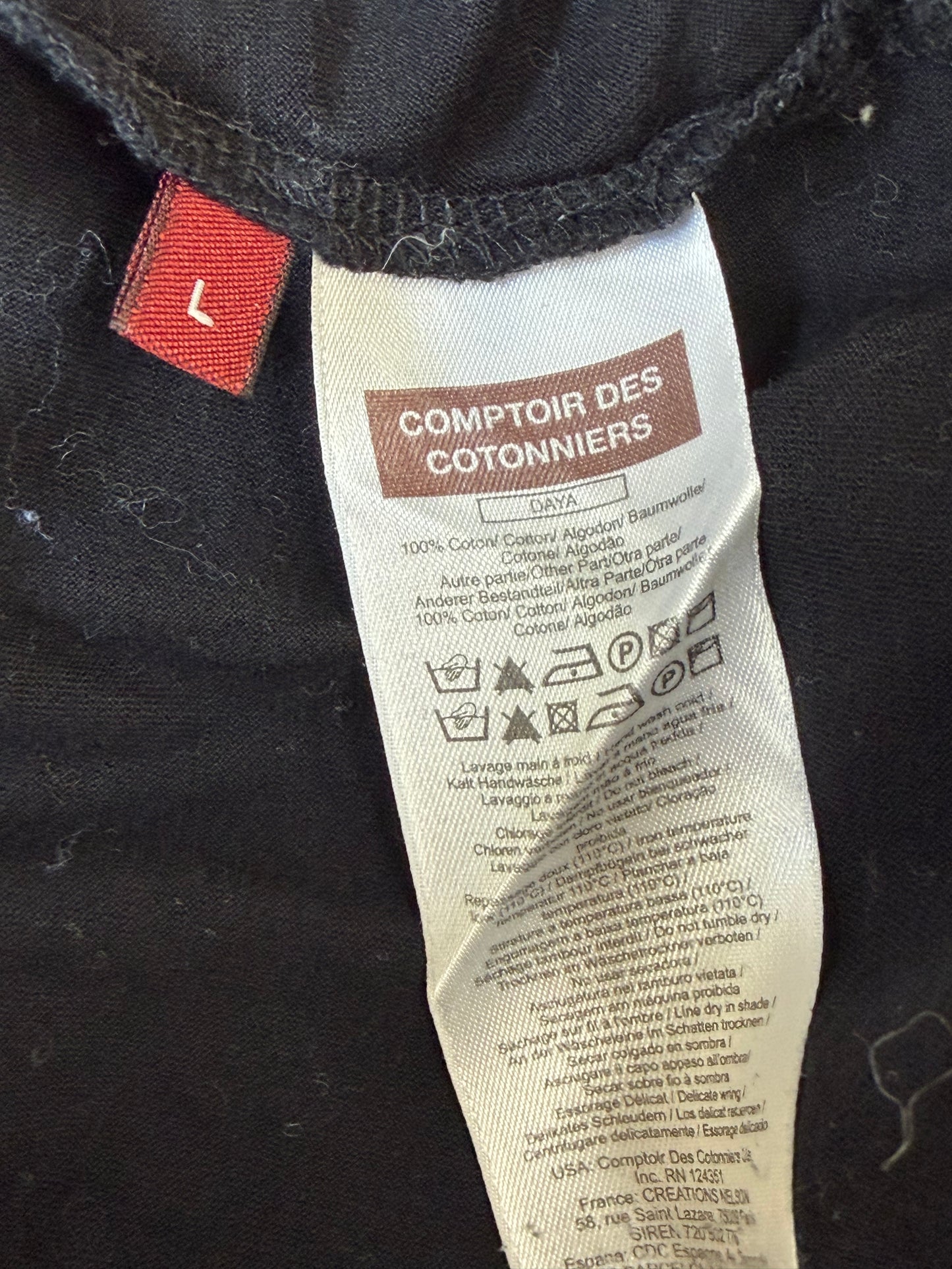 Top noir Comptoir des Cotonniers 100 % coton à volants – Taille L