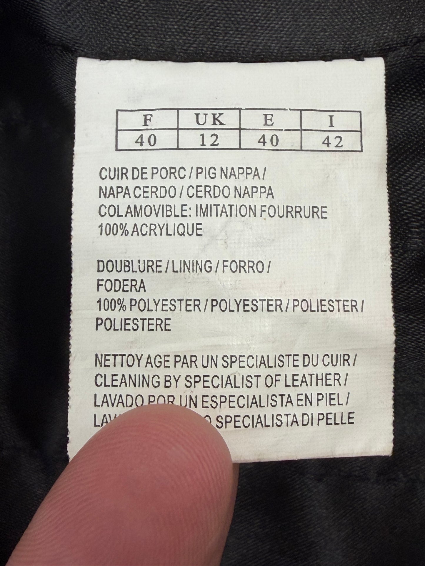 Veste en cuir véritable noir In Extenso cintrée – Taille 40