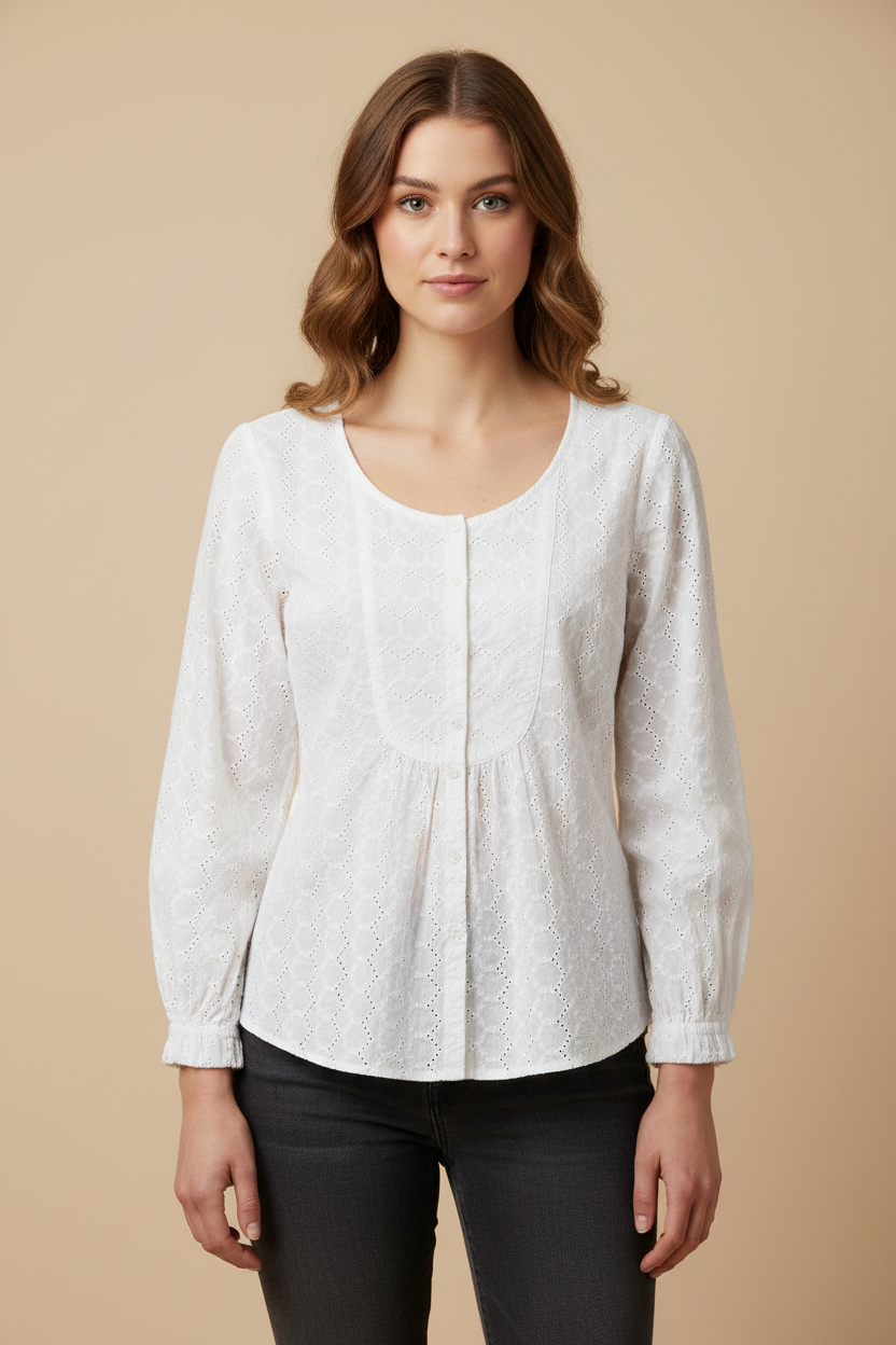 Blouse blanche broderie anglaise