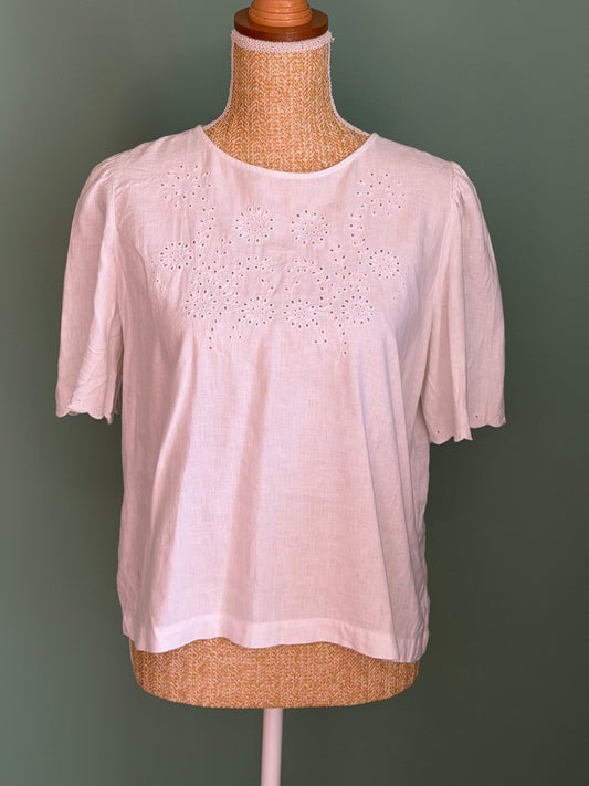 Blouse blanche brodée – Taille M/L