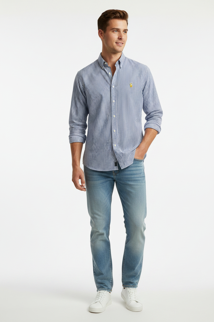 Chemise Ralph Lauren rayée bleu & blanc