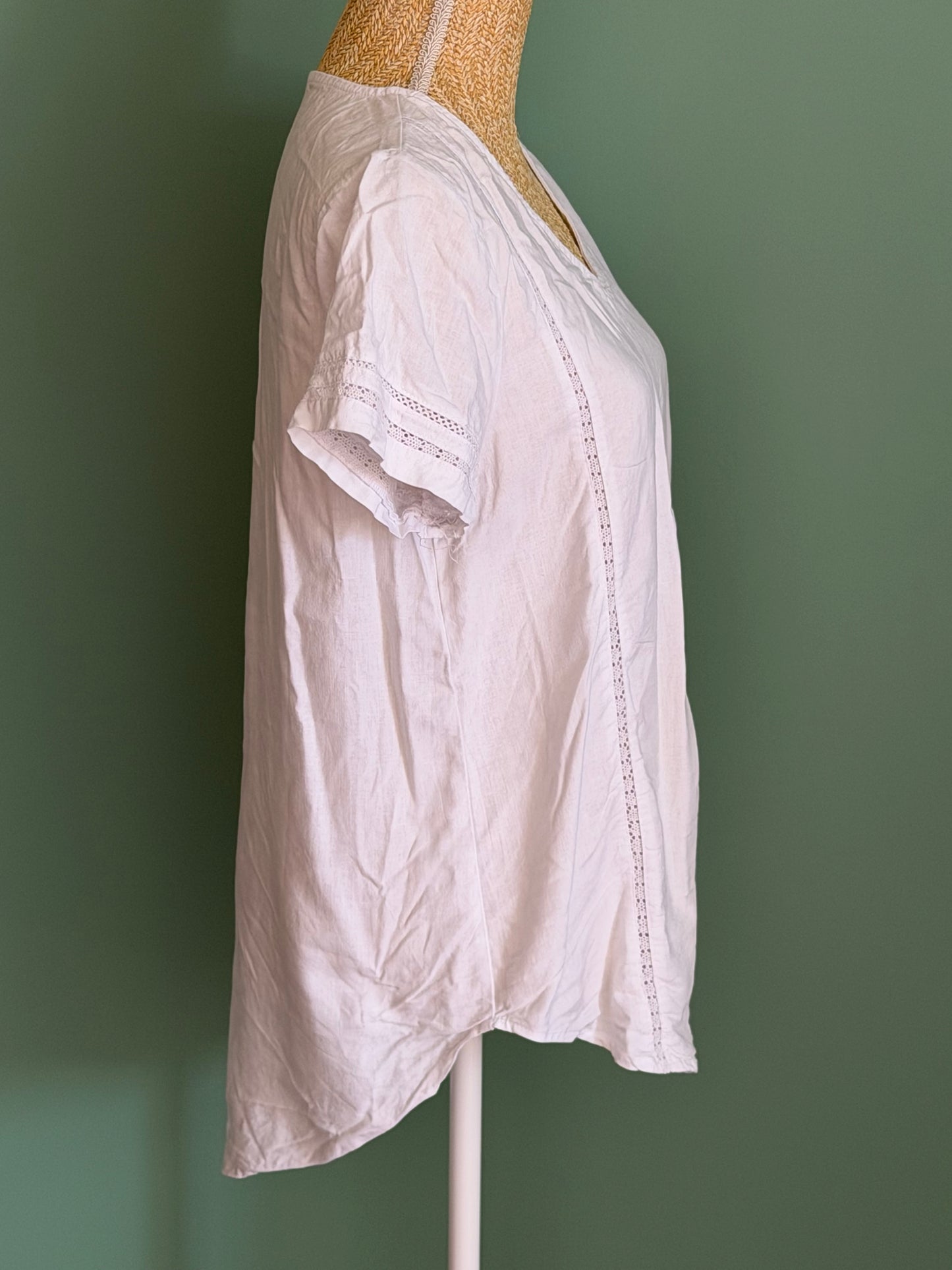 Blouse blanche en lin et viscose femme M