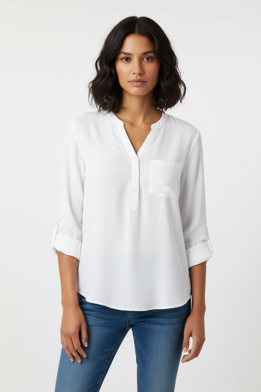 Blouse blanche fluide détail dentelle bohème