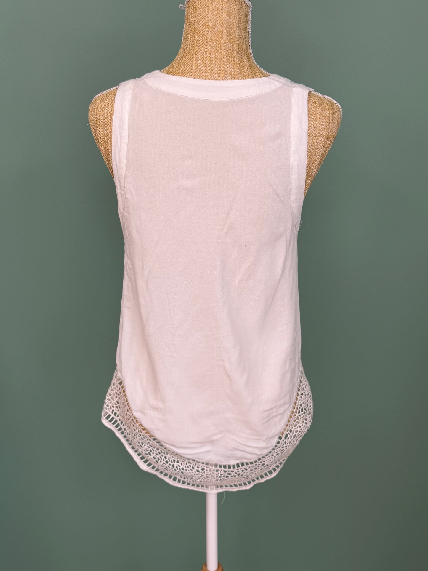 Débardeur blanc fluide avec dentelle femme M