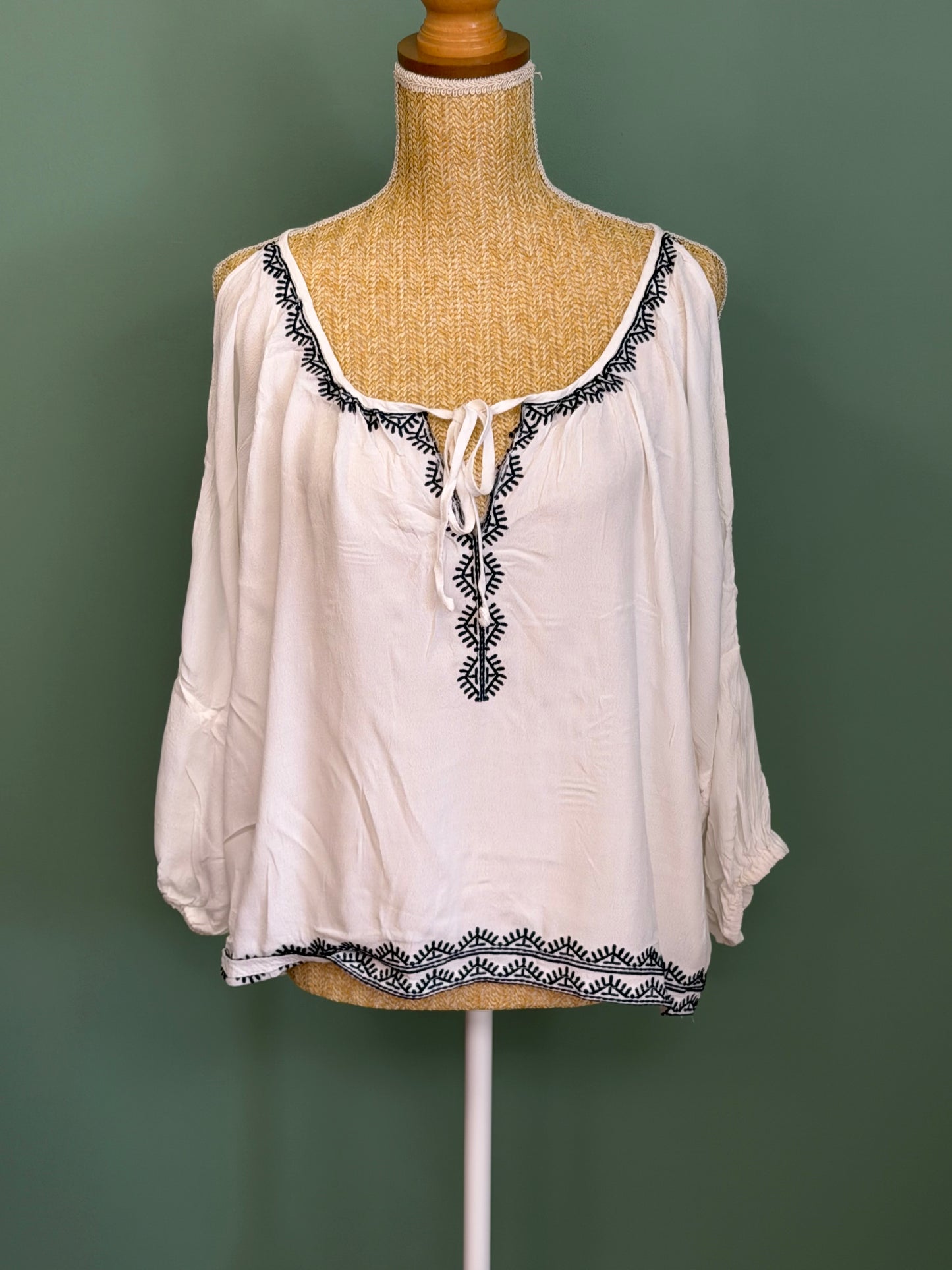 Blouse bohème blanche brodée femme XXL
