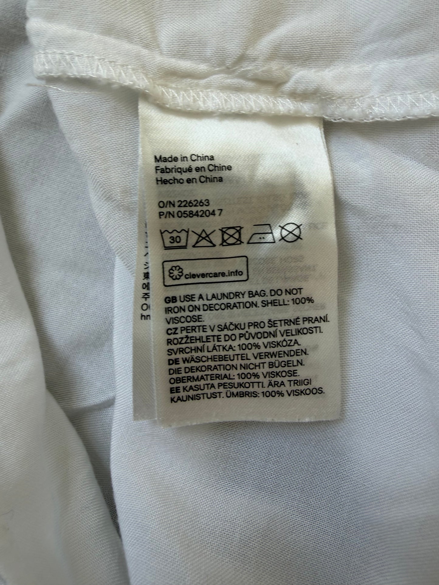 Chemisier blanc brodé fleuri manches 3/4 H&M femme L