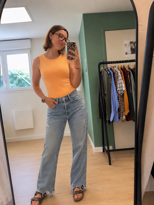 Jean Zara taille haute effet vintage - Taille 34