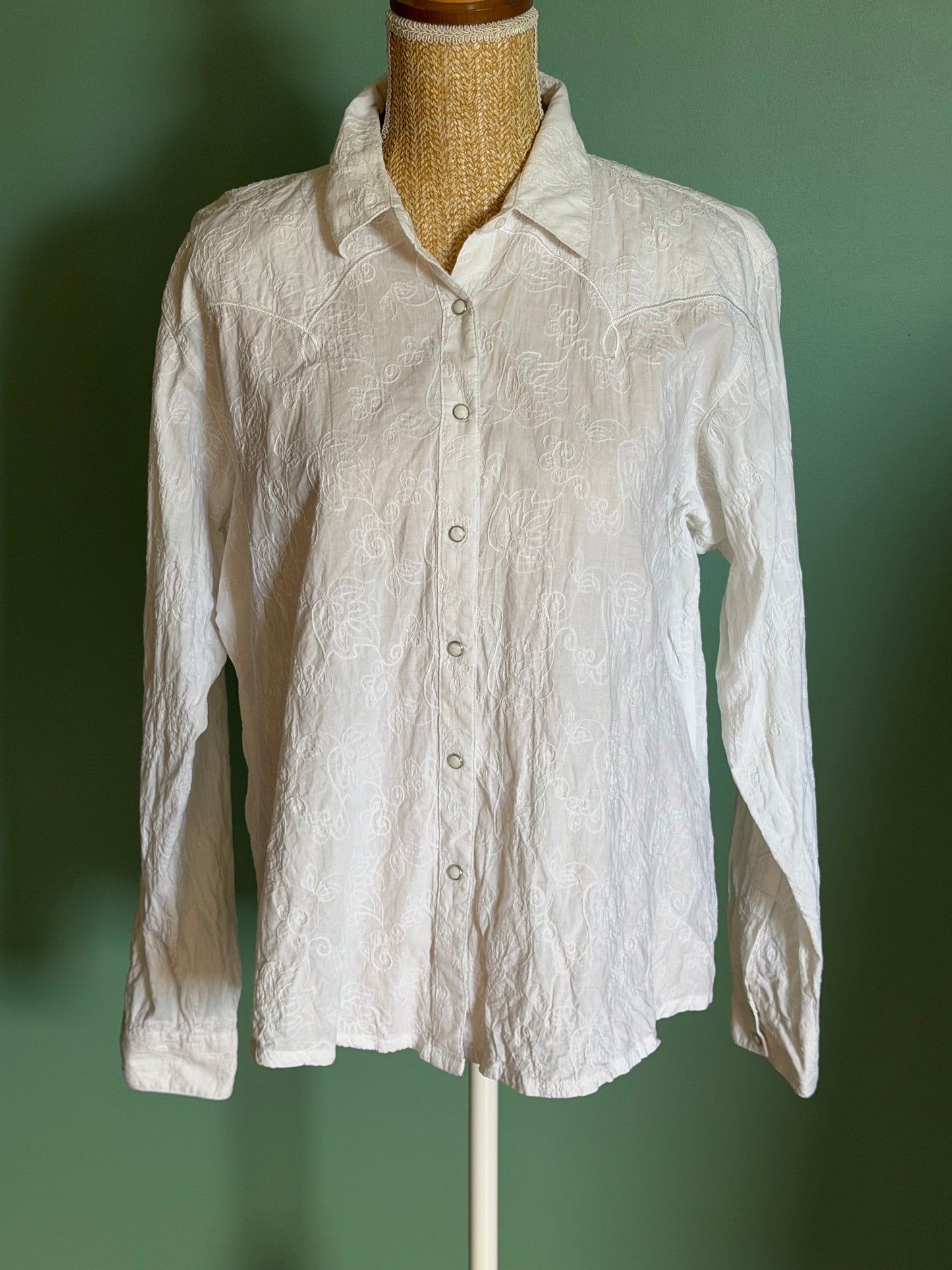 Chemise blanche brodée style western bohème